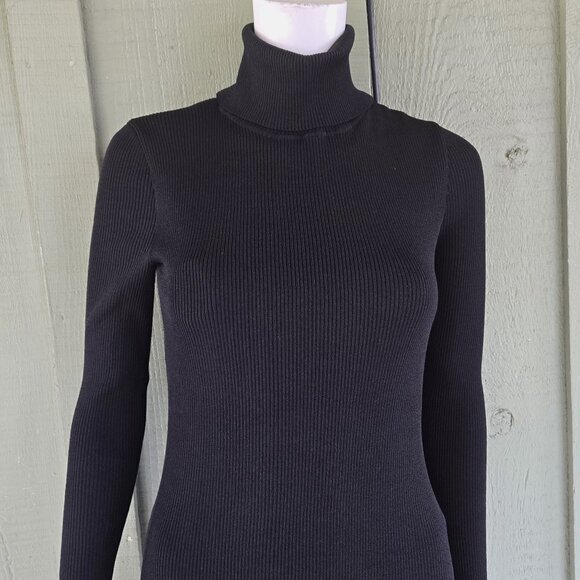 ANTONIO MELANI Black Knit Ribbed Turtleneck Dress XS - Picture 2 of 4